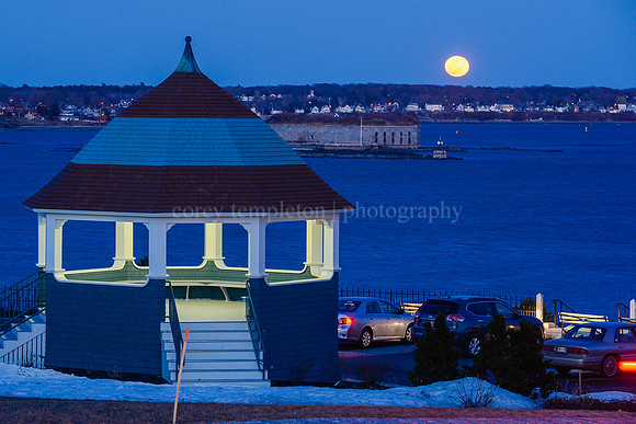 Moon over Fort Allen & Peaks Island