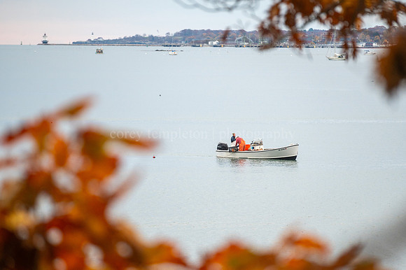 Casco Bay Boat and Lighthouses from Martins Point