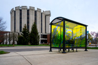 University of Southern Maine Ugly Building and Bus Stop