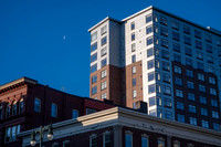 Blue Sky Buildings and Moon