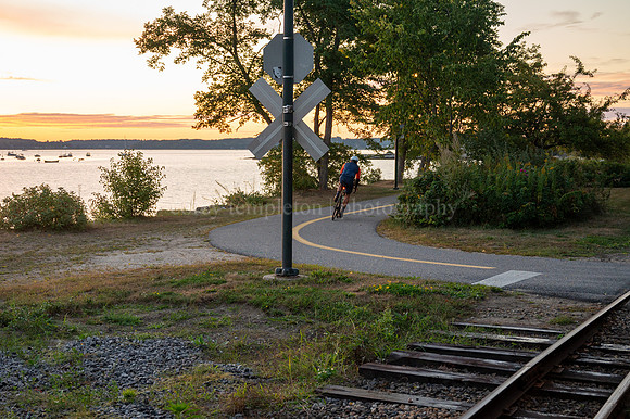 Eastern Promenade Trail Bike Path and Train Tracks Curve