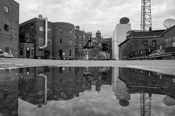 Puddle Reflection Park Street Behind Congress Square