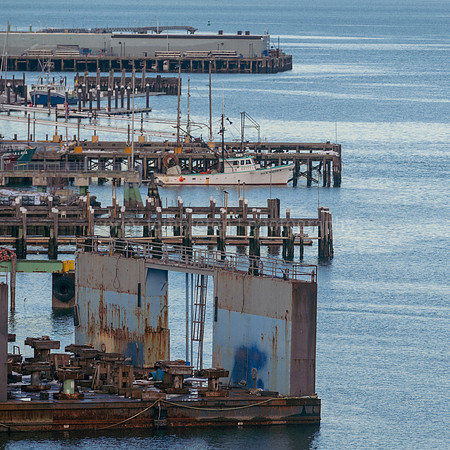 Portland Piers with White Lobster Boat