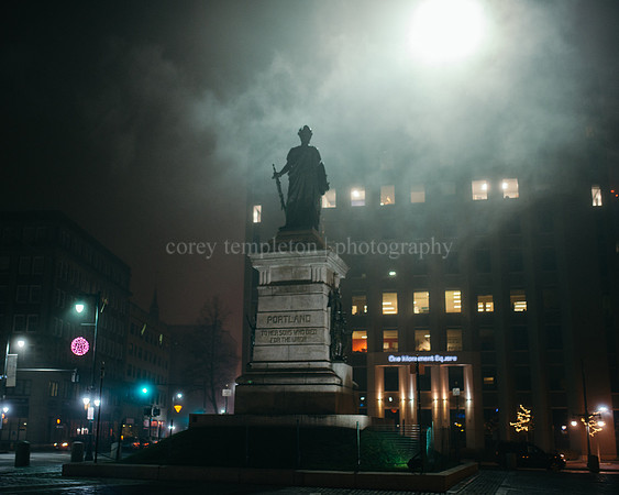 Monument Square, Winter Fog