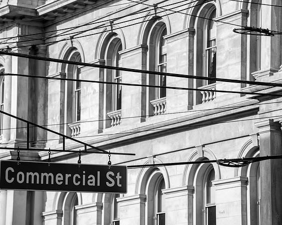 Commercial Street Sign and Custom House