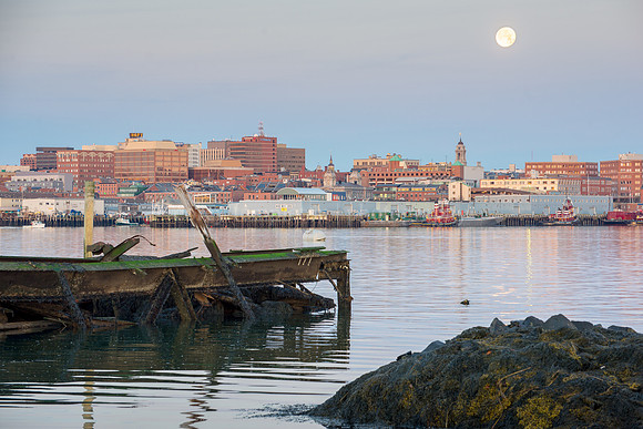 Winter Moon over Portland
