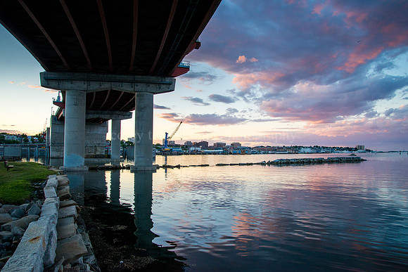 Sunset under Casco Bay Bridge