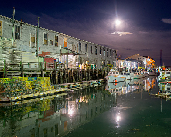 Custom House Wharf with Moon