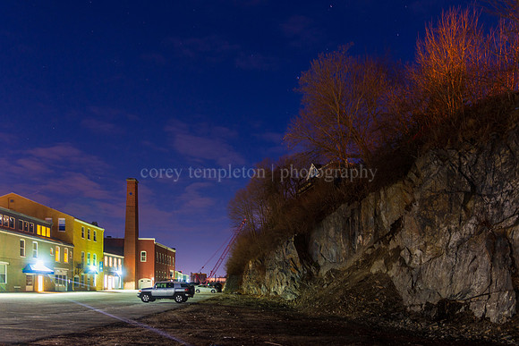 Rock Ledge off of West Commercial Street at Night
