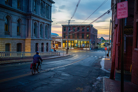 Biking Down Pearl Street in the Old Port