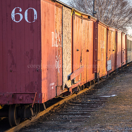 Narrow Gauge Railroad Cars in Winter