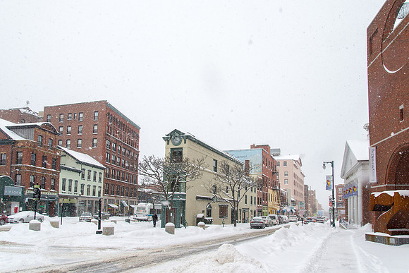 Congress Square Snowy Winter Day