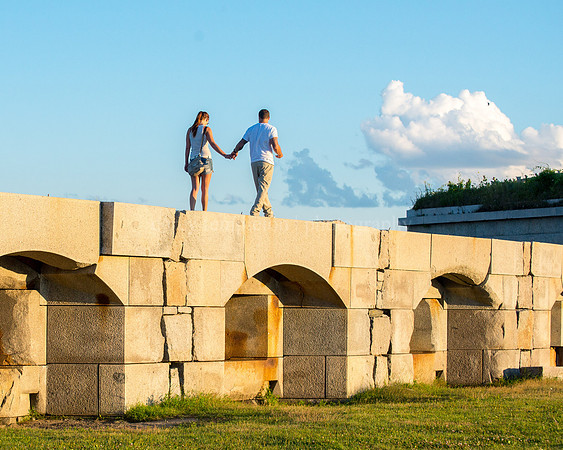 Walking on Fort Preble at Willard Beach