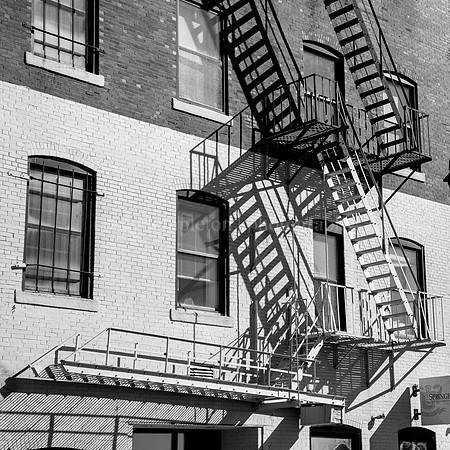 Black and White Stairs and Shadows on Free Street