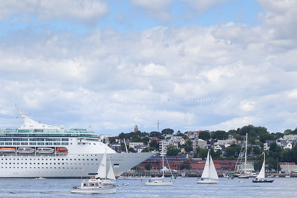 Cruise Ship and Munjoy Hill Skyline from Across the Harbor