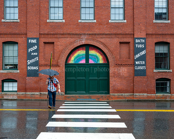 York Street Rainbow Over Crosswalk in Rain