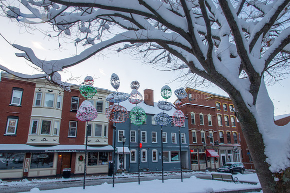 Boothby Square with Fresh Snow and Pandora LaCasse Lights
