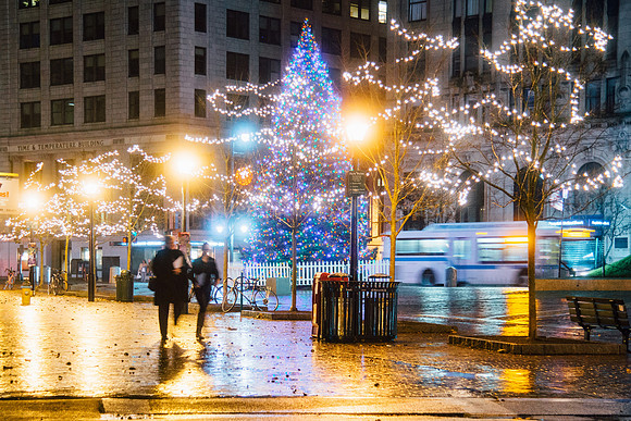 Warm December Rain in Monument Square
