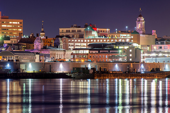 Old Port Skyline with the Custom House and City Hall, Night