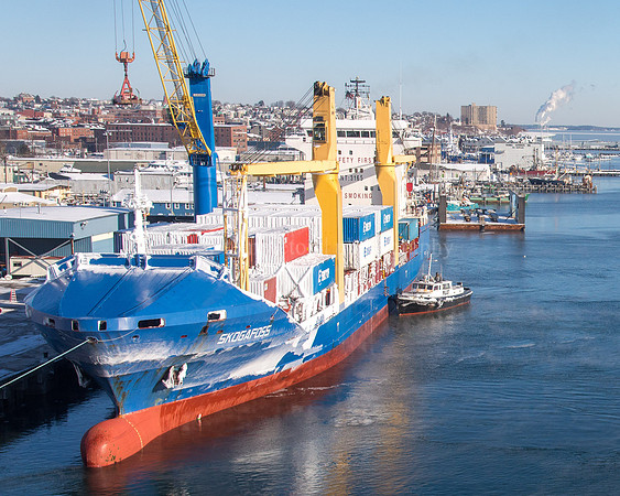 Eimskip Skogafoss and Pilot Boat Docking in Portland, Lean on Me