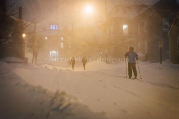 People in the Blizzard on Tyng Street, at Night