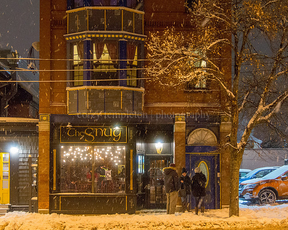 Winter Night Outside of the Snug Pub on Congress Street