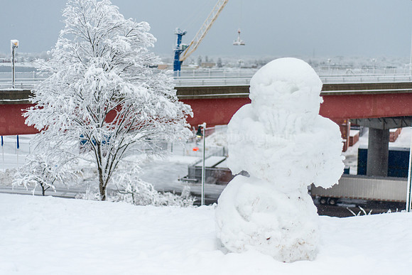 Snowman at Harbor View Memorial Park