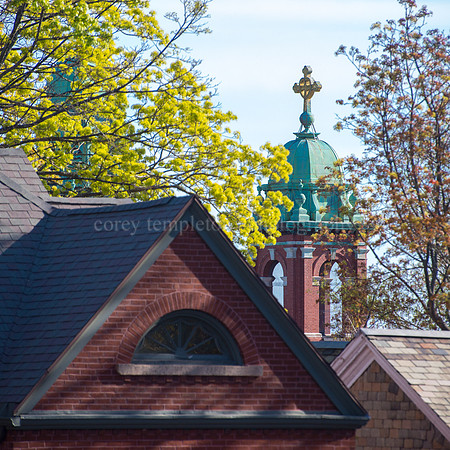 Sacred Heart Church Steeple in Parkside, Springtime