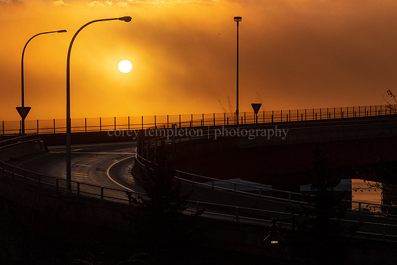 Ominous Sun Above Casco Bay Brige