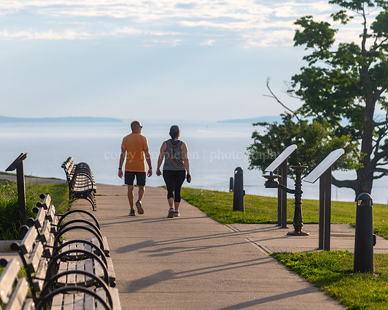 Walking Past Benches at Fort Allen Park 1