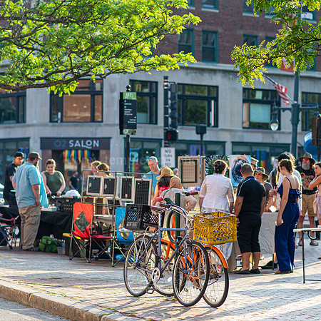 Bike and Sidewalk Art During First Friday in Congress Square