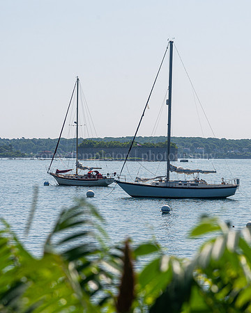 Two Boats in Front of Fort Gorges. Summer