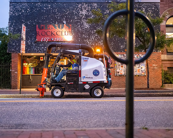Street Sweeper Portland Downtown in front of Geno's Rock Club