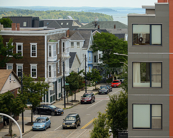 Glimpse of Casco Bay Over Congress Street, from the Portland Obs
