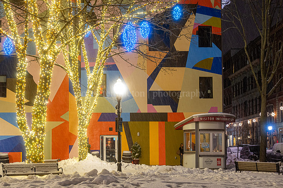 Tommy's Park Lights and Mural Quiet Winter Night