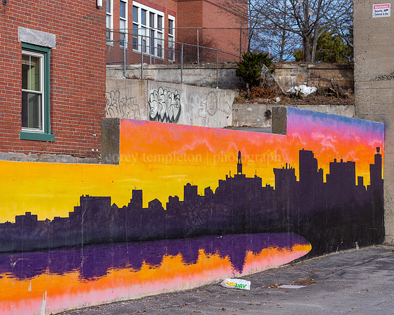 Portland Skyline Mural on India Street