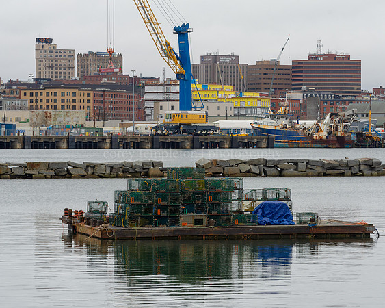 Lobster Traps and Downtown Skyline from South Portland
