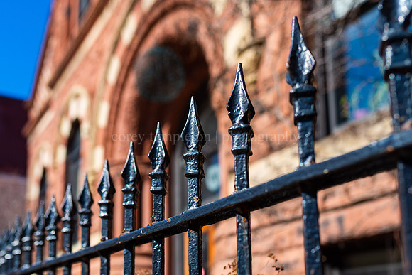 Pointy Fence in front of the Baxter Building , 619 Congress Stre