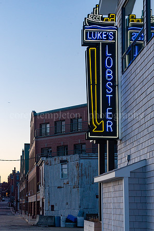 Luke's Lobster Neon Sign on Portland Pier