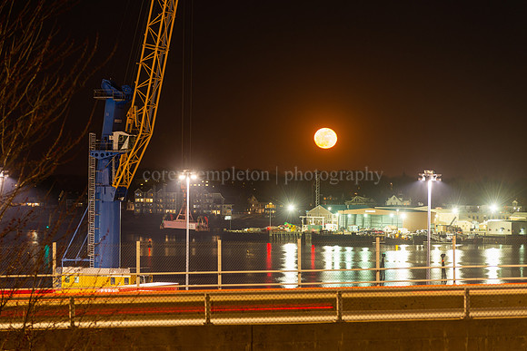 Full Moon Over the Casco Bay Bridge and South Portland