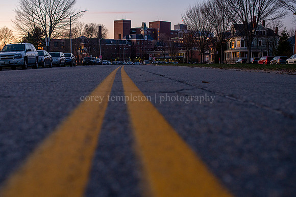 Yellow Road Lines Leading to Maine Medical Center