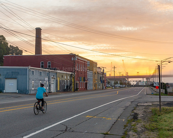 Biking on West Commercial Street Early Morning