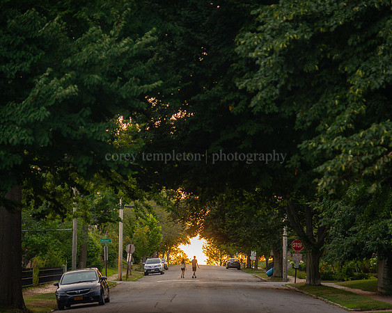 Walking into the Sunset, Bowdoin Street Towards the Western Prom