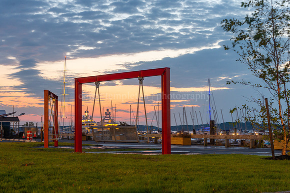 The Red Swinging Benches at Park at Amethyst