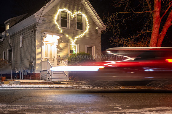 Brentwood Street Deering Center Heart House Lights at Night