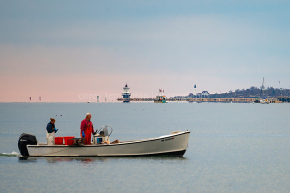 Casco Bay Boat and Lighthouses from Martins Point 2