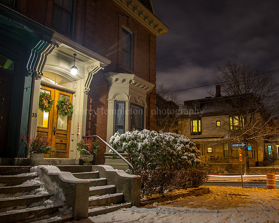 Deering Street at State Street Winter Doorway at Night