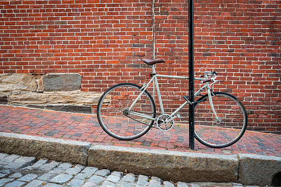 Linus Bicycle Against Brick on Dana Street
