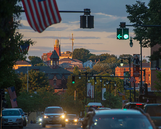 Evening view towards the Portland Observatory and Munjoy Hill